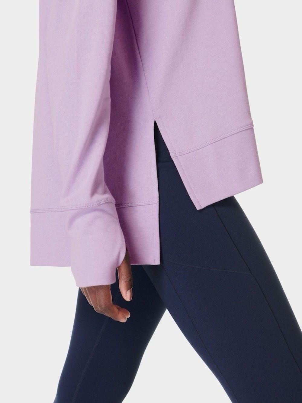 NEW Sweaty Betty After Class Split Sweatshirt, Organic Cotton Longline Crewneck - Picture 4 of 15